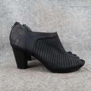 Giani Bernini Shoes Womens 10 Heeled Booties Open Toe Laser Cut Zip Black Alanny